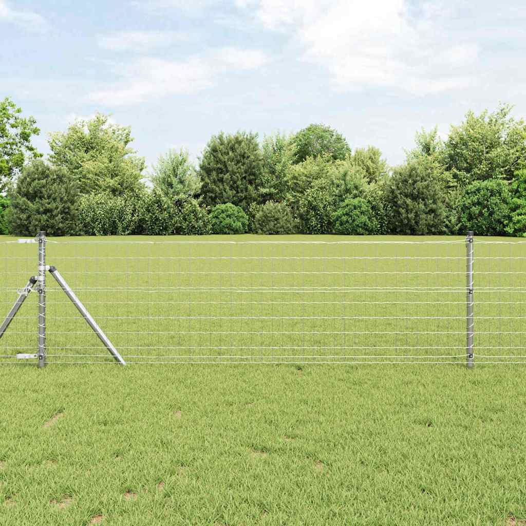 Zaun Mit Pfosten Silber 0,4 X 50 M Stahl Und Pvc