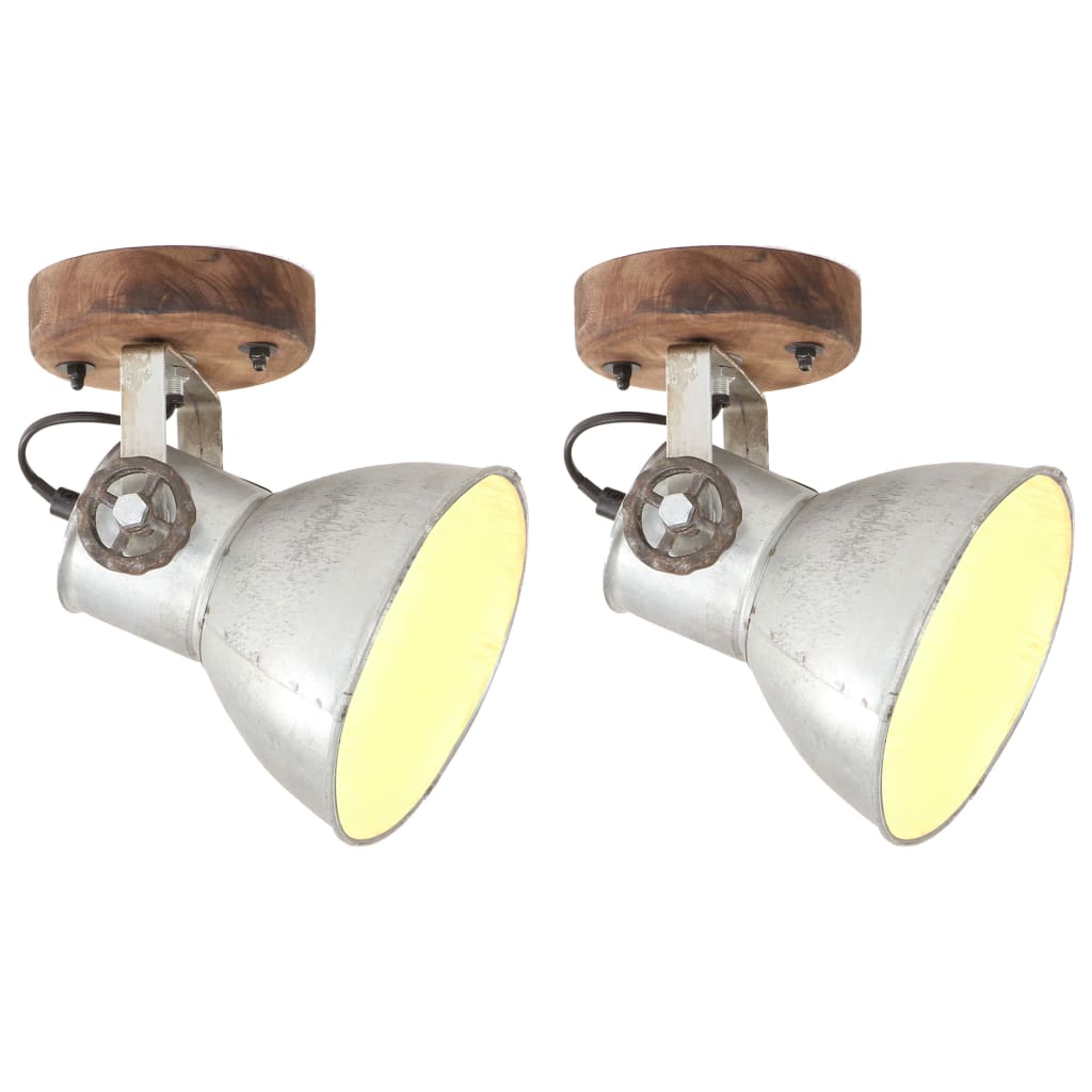 Wand-/deckenlampen Industriestil 2 Stk. Silbern 20x25 Cm E27