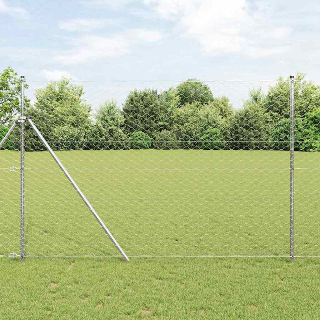 Zaunpfosten Silber 10 X 1,6 M (50 Mm Maschenweite) Stahl