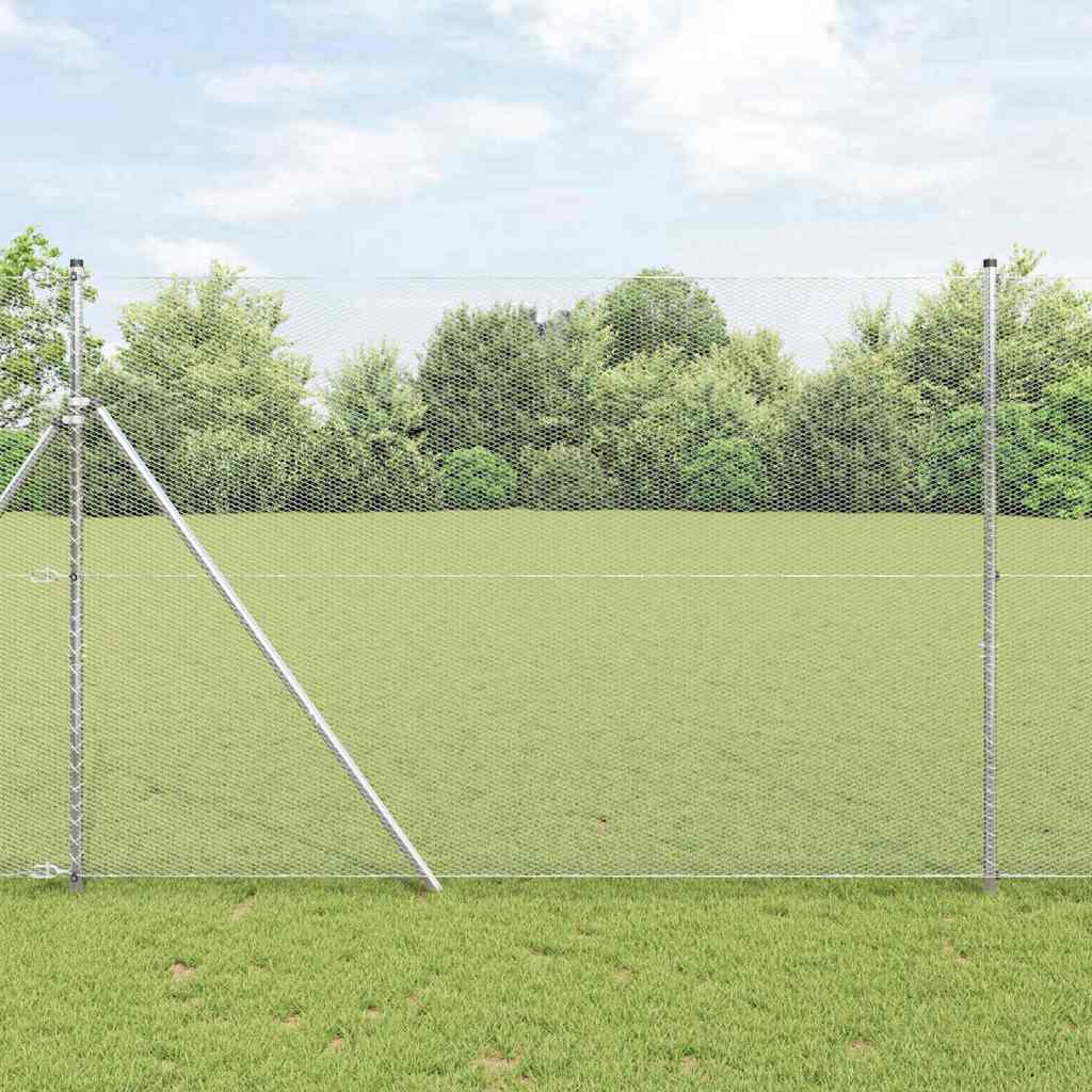 Zaunpfosten Silber 50 X 1,5 M (13 Mm Maschen) Stahl