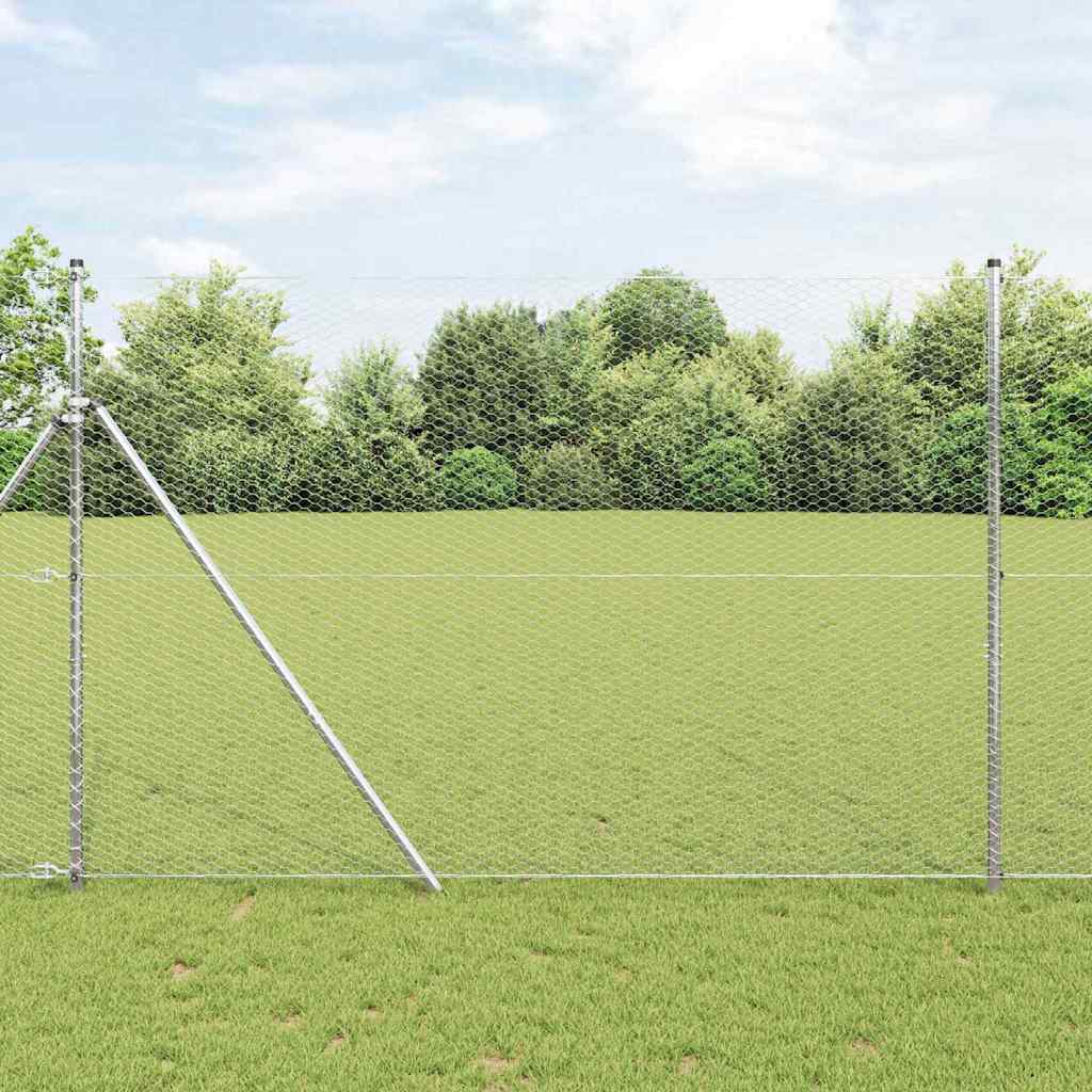 Zaunpfosten Silber 50 X 1,6 M (25 Mm Maschenweite) Stahl