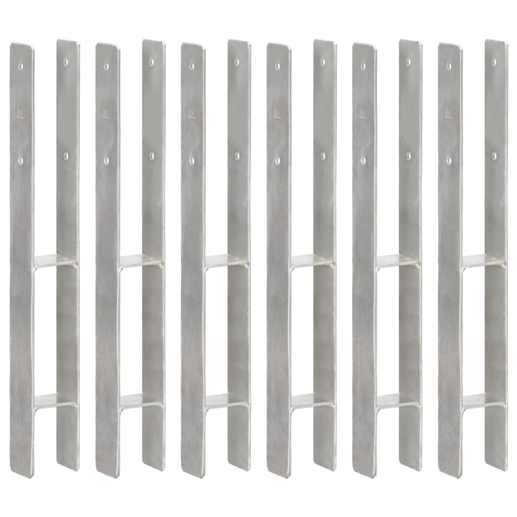 Pfostenträger 6 Stk. Silbern 7×6×60 Cm Verzinkter Stahl