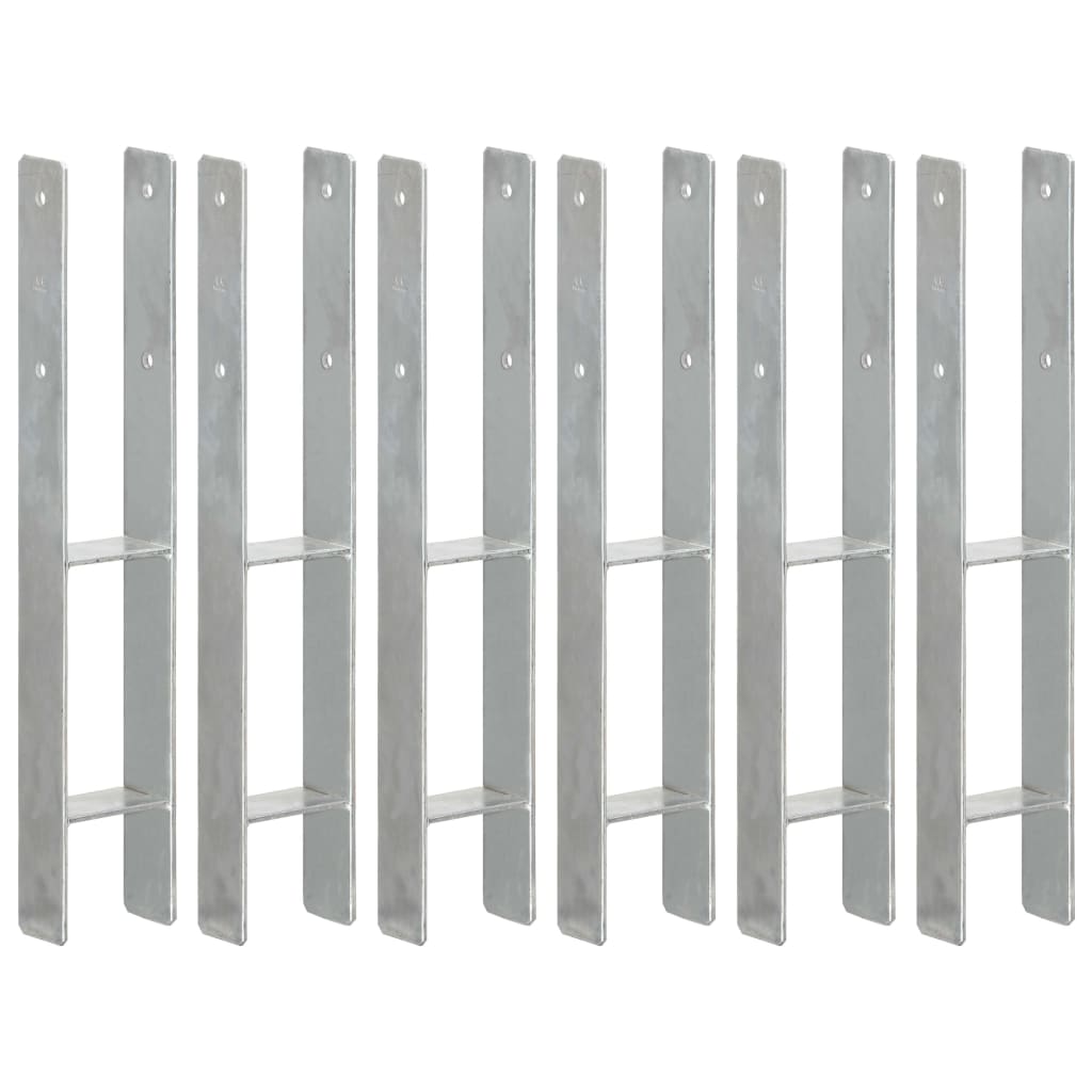 Pfostenträger 6 Stk. Silbern 9×6×60 Cm Verzinkter Stahl