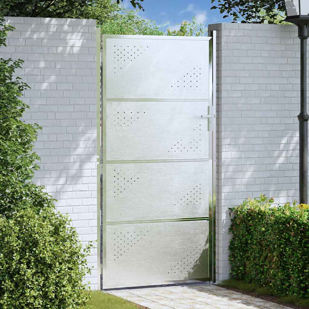Gartentor Mit Schloss Silber 85 X 174 Cm Edelstahl