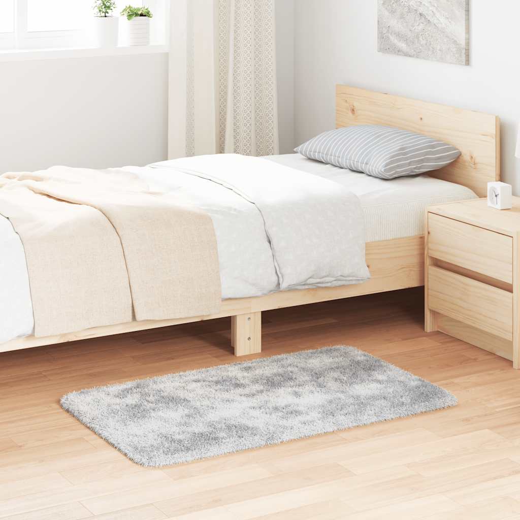Teppich Shaggy Hochflor Navarra Silbergrau 60x100 Cm Polyester