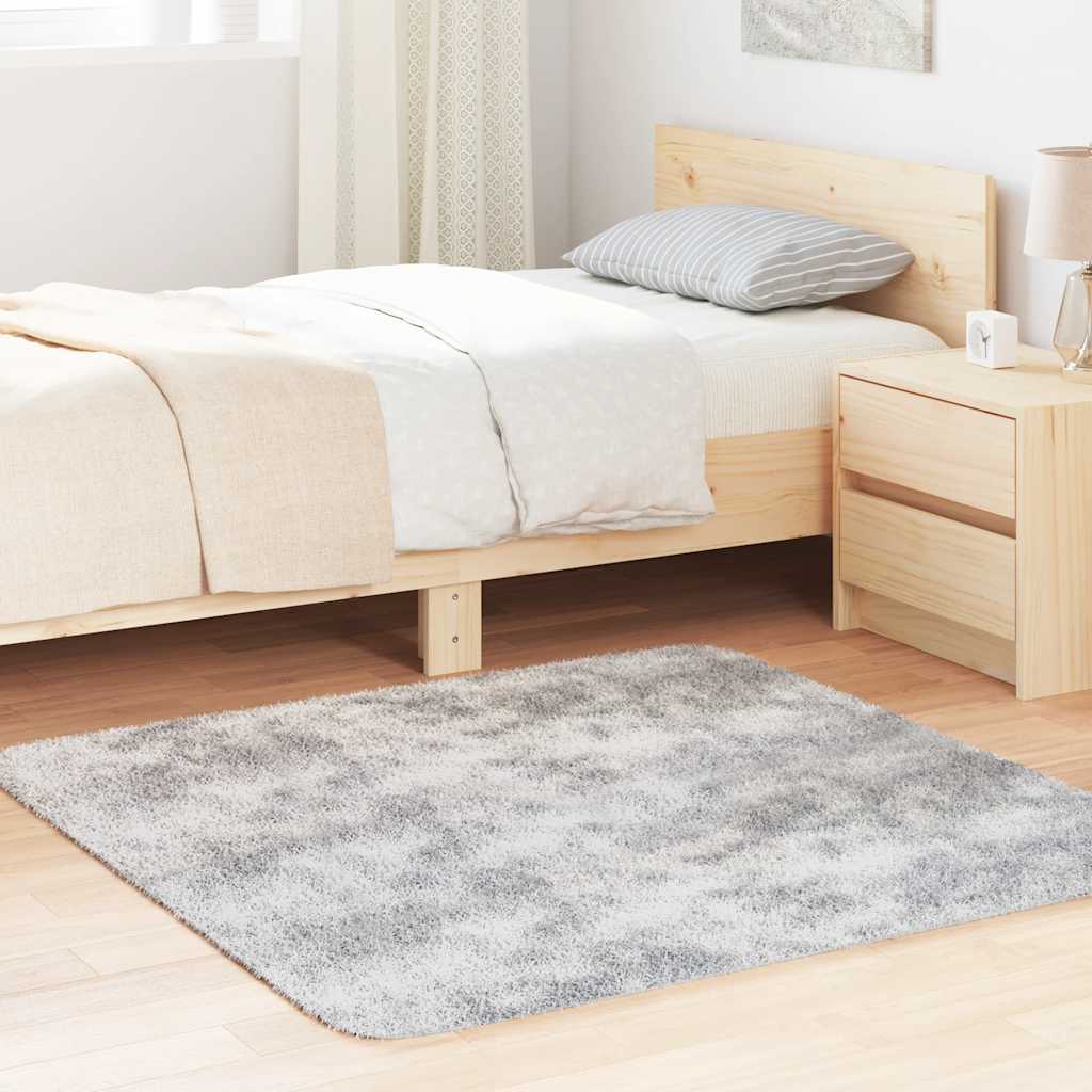 Teppich Shaggy Hochflor Navarra Silbergrau 120x120 Cm Polyester