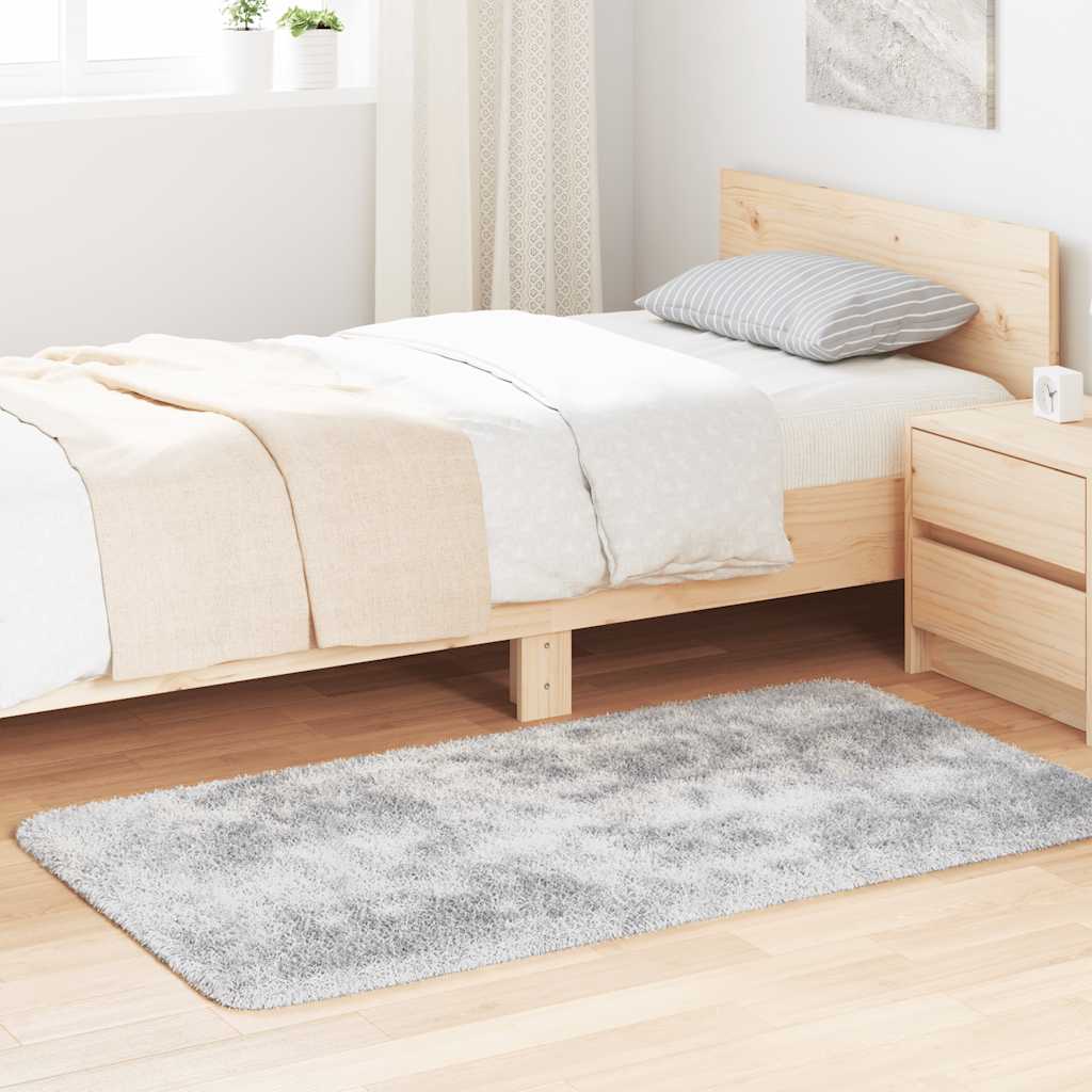 Teppich Shaggy Hochflor Navarra Silbergrau 80x150 Cm Polyester