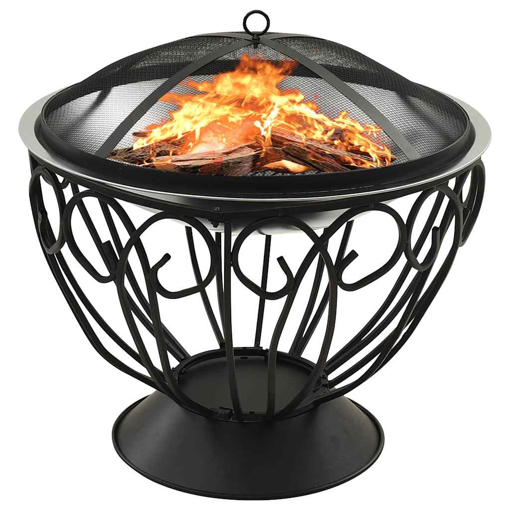 2in1 Feuerschale Und Grill Mit Schürhaken 59x59x60 Cm Edelstahl