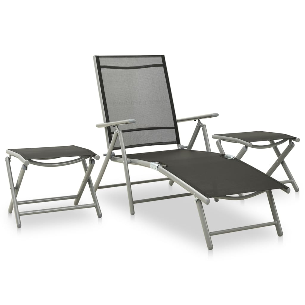 3-tlg. Garten-lounge-set Textilene Und Aluminium Silbern