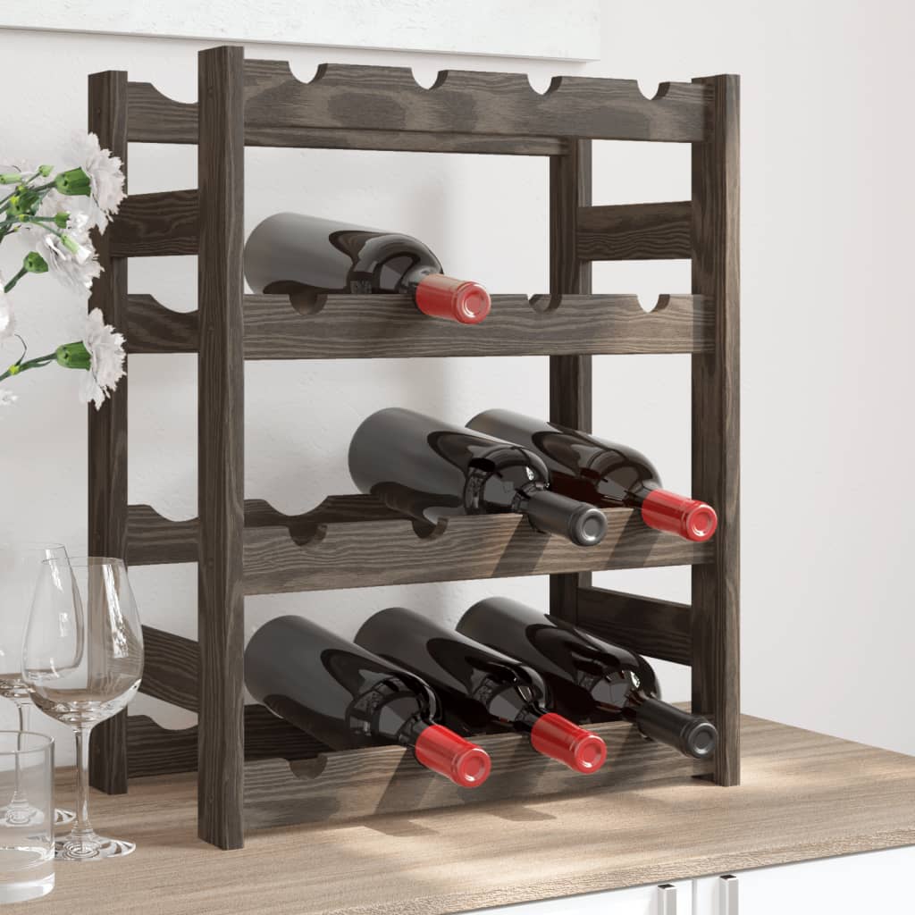 Weinregal Für 16 Flaschen Grau Massivholz Kiefer