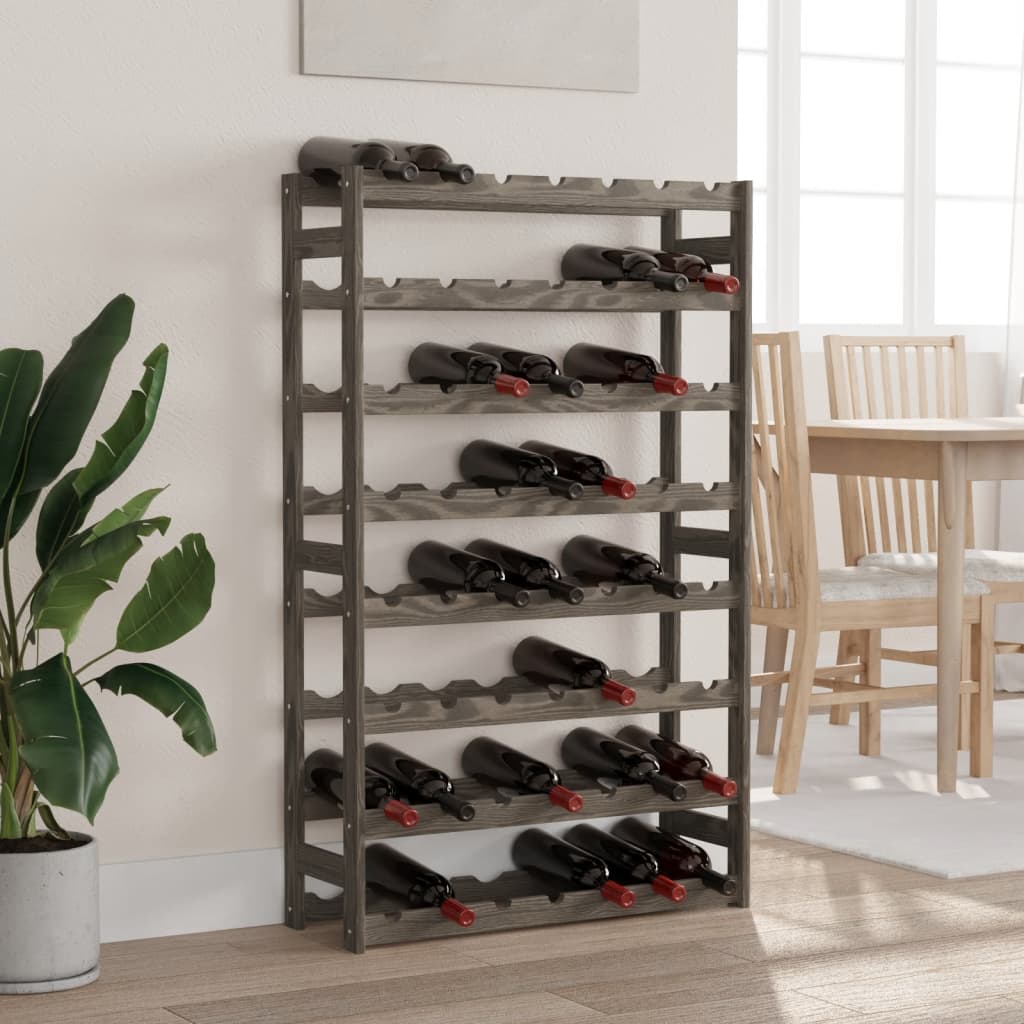 Weinregal Für 56 Flaschen Grau Massivholz Kiefer