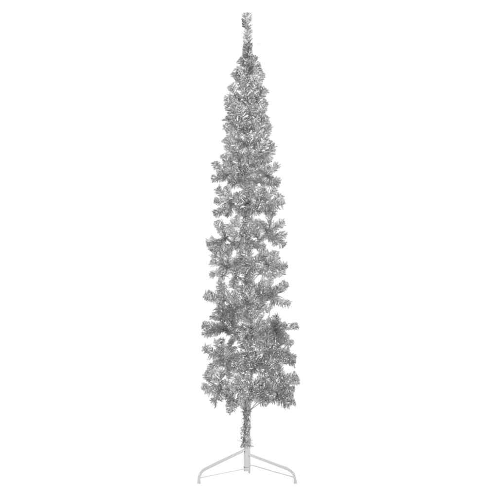 Künstlicher Halb-weihnachtsbaum Ständer Schlank Silbern 210 Cm