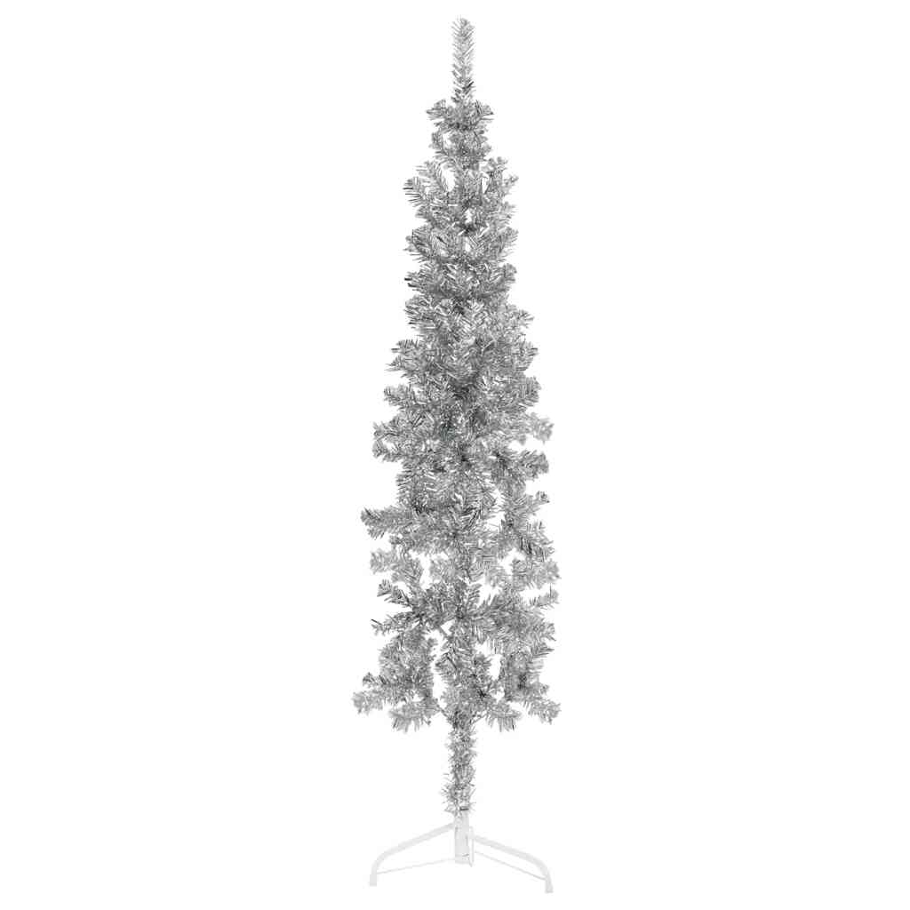 Künstlicher Halb-weihnachtsbaum Ständer Schlank Silbern 180 Cm