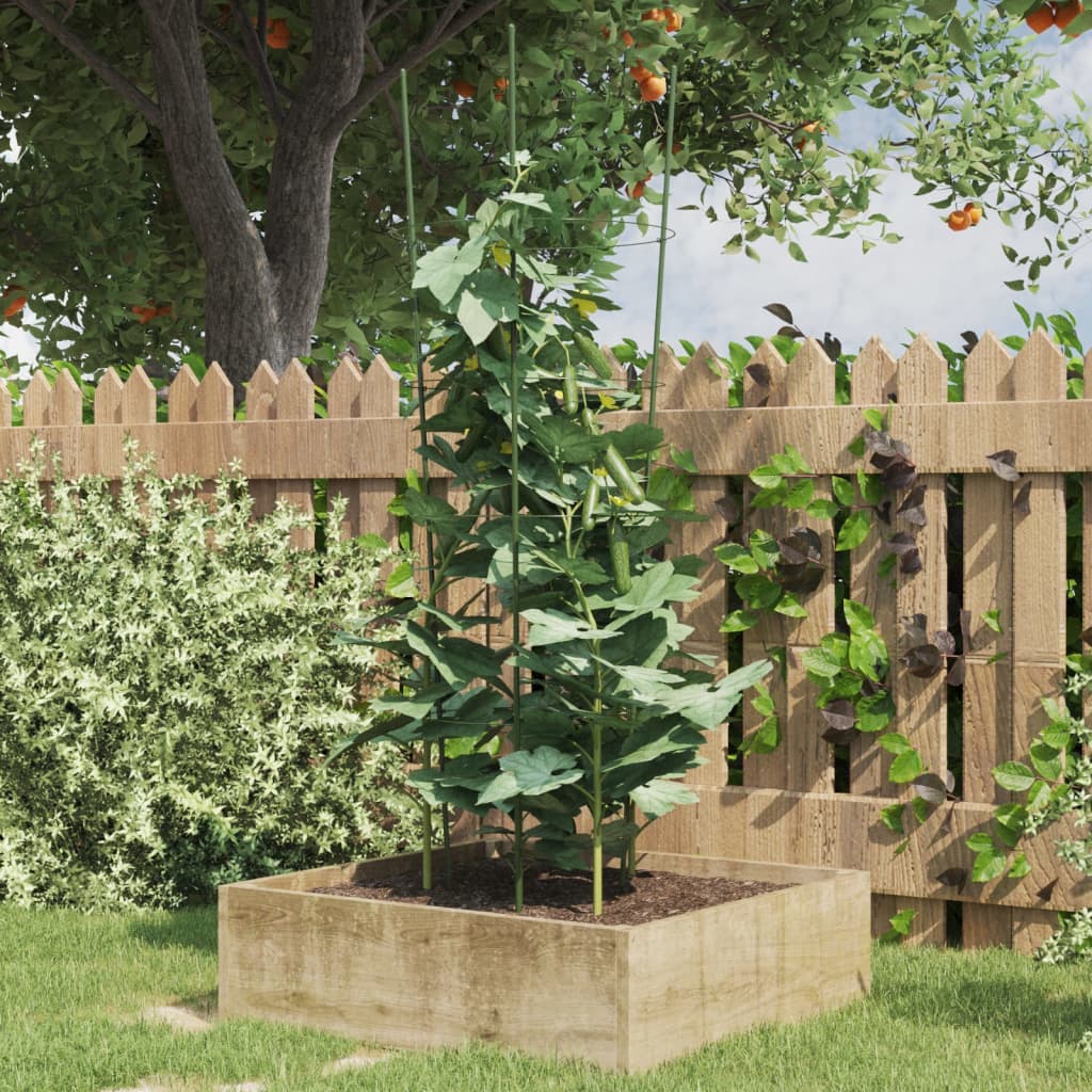 Pflanzenstützen Mit 4 Ringen 5 Stk. Grün 90 Cm Stahl