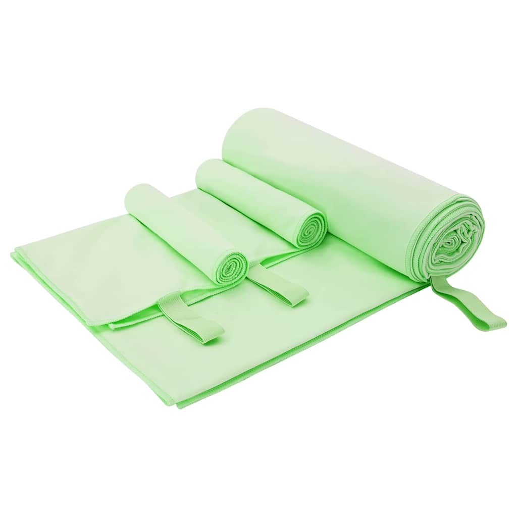Sporthandtuch Set 3 Pcs Grün Polyester Und Polyamid