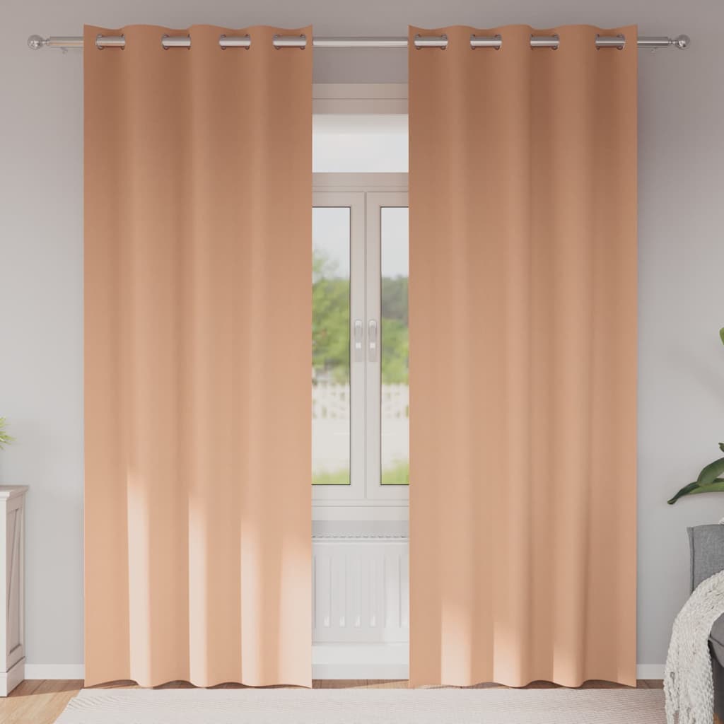 Verdunkelungs-vorhänge Mit Ringen 2 Pcs Hellbraun 260 X 140 Cm