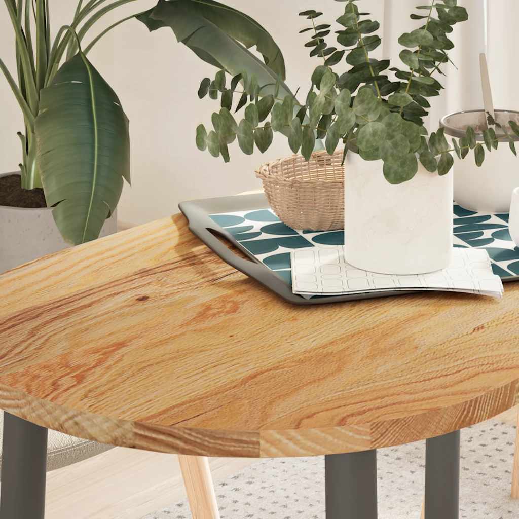 Tischplatte Hellbraun 100x50x2 Cm Massivholz Eiche Oval