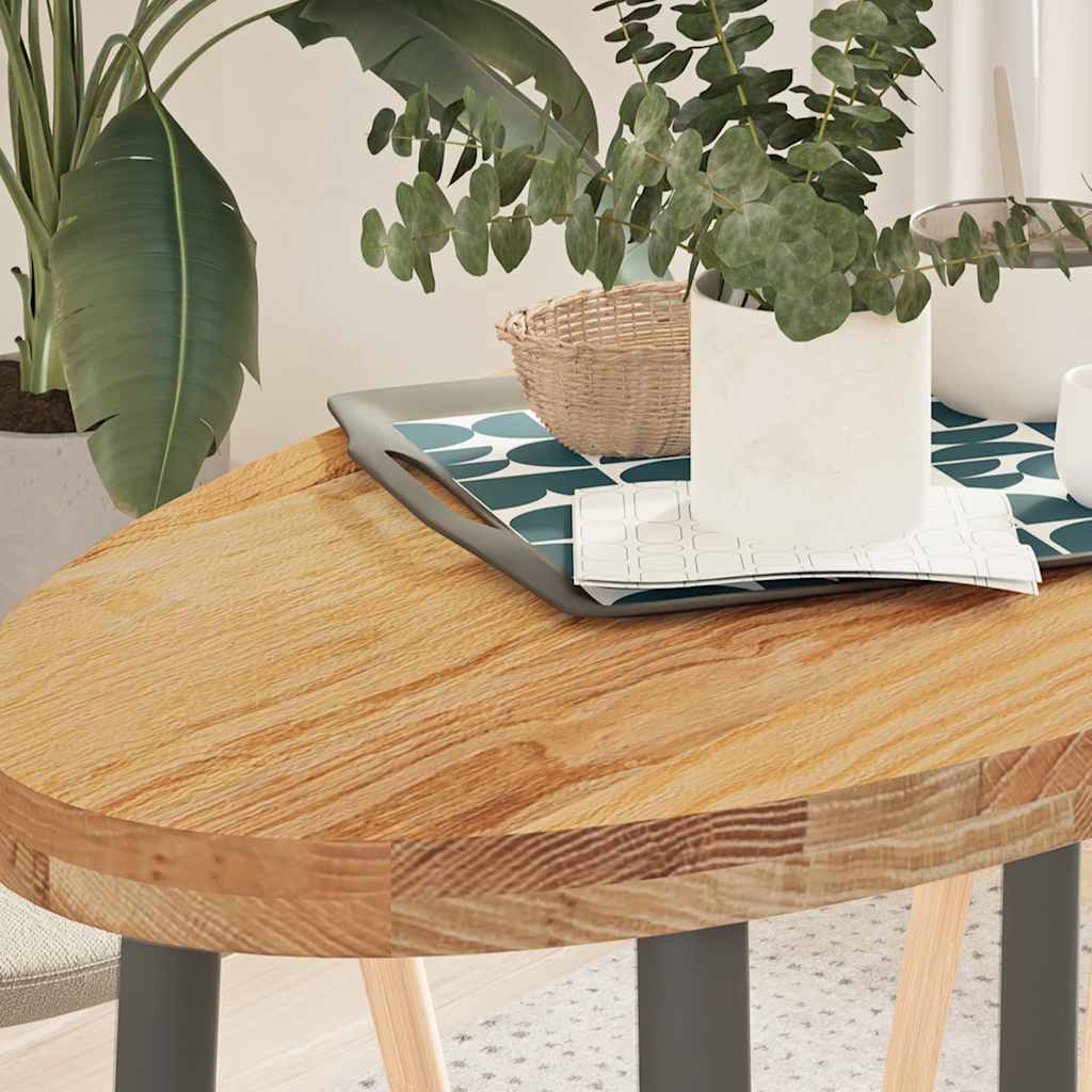 Tischplatte Hellbraun 100x50x4 Cm Massivholz Eiche Oval