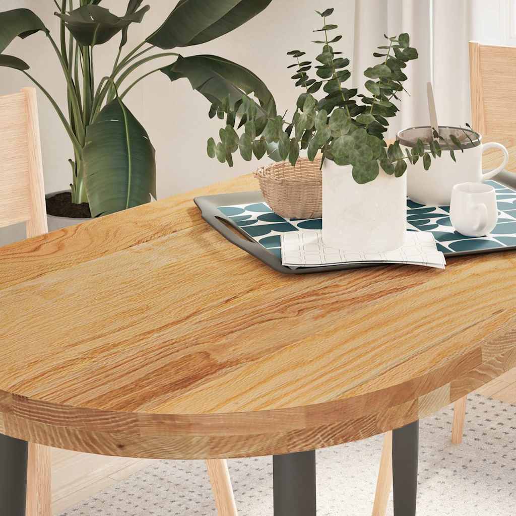 Tischplatte Hellbraun 120x60x4 Cm Massivholz Eiche Oval