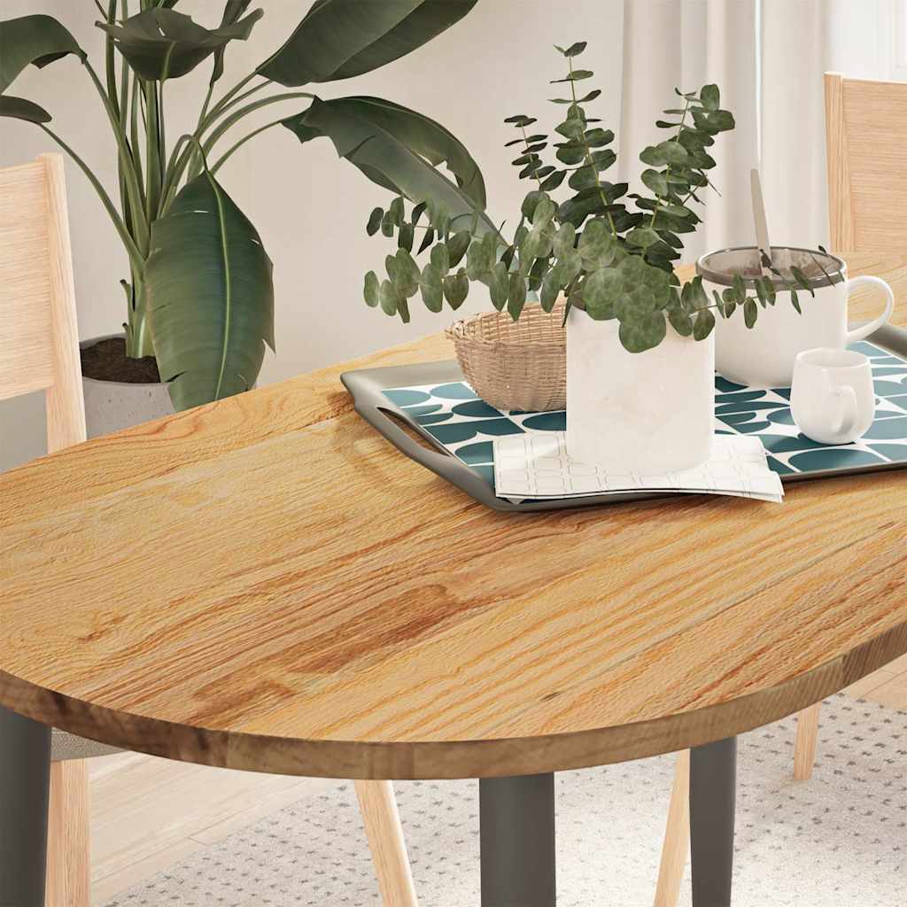 Tischplatte Hellbraun 120x60x2 Cm Massivholz Eiche Oval