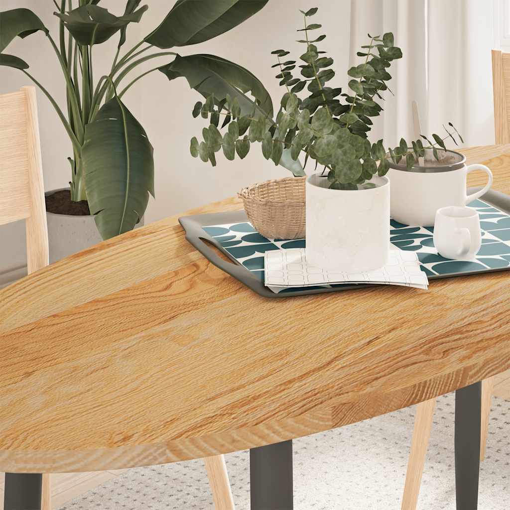 Tischplatte Hellbraun 140x60x2 Cm Massivholz Eiche Oval