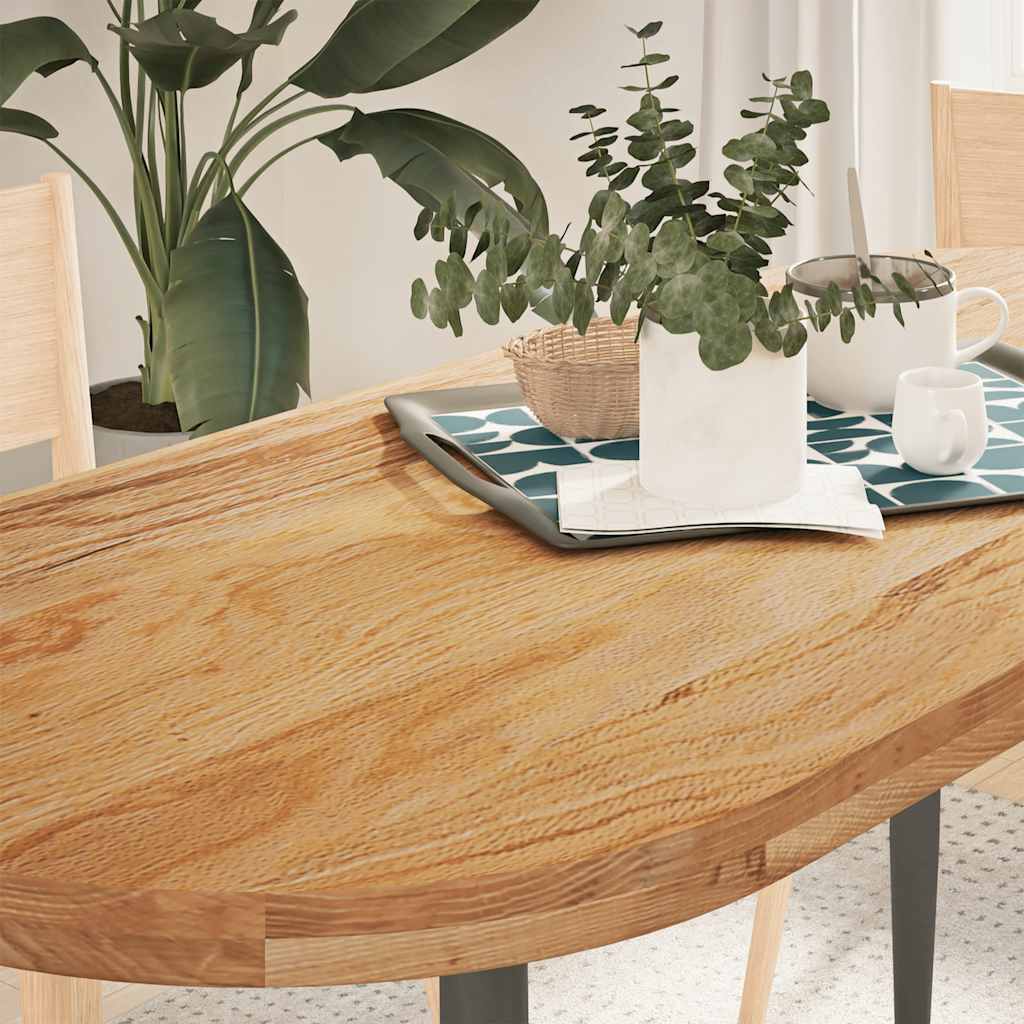 Tischplatte Hellbraun 140x60x4 Cm Massivholz Eiche Oval