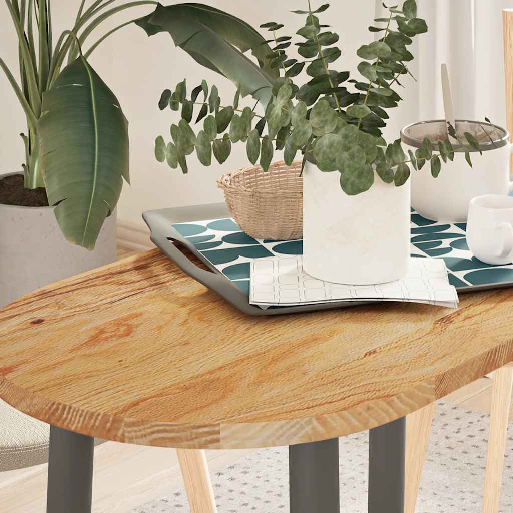 Tischplatte Hellbraun 80x40x2 Cm Massivholz Eiche Oval
