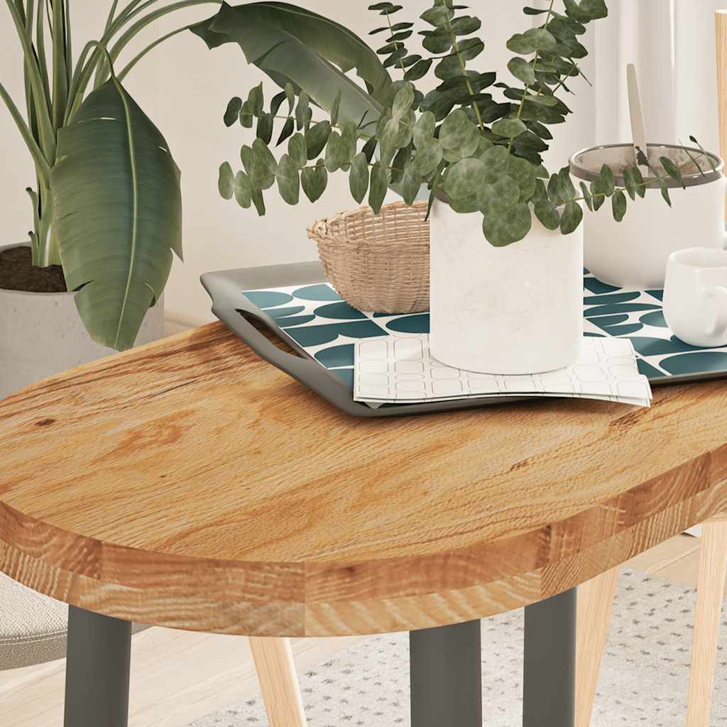 Tischplatte Hellbraun 80x40x4 Cm Massivholz Eiche Oval