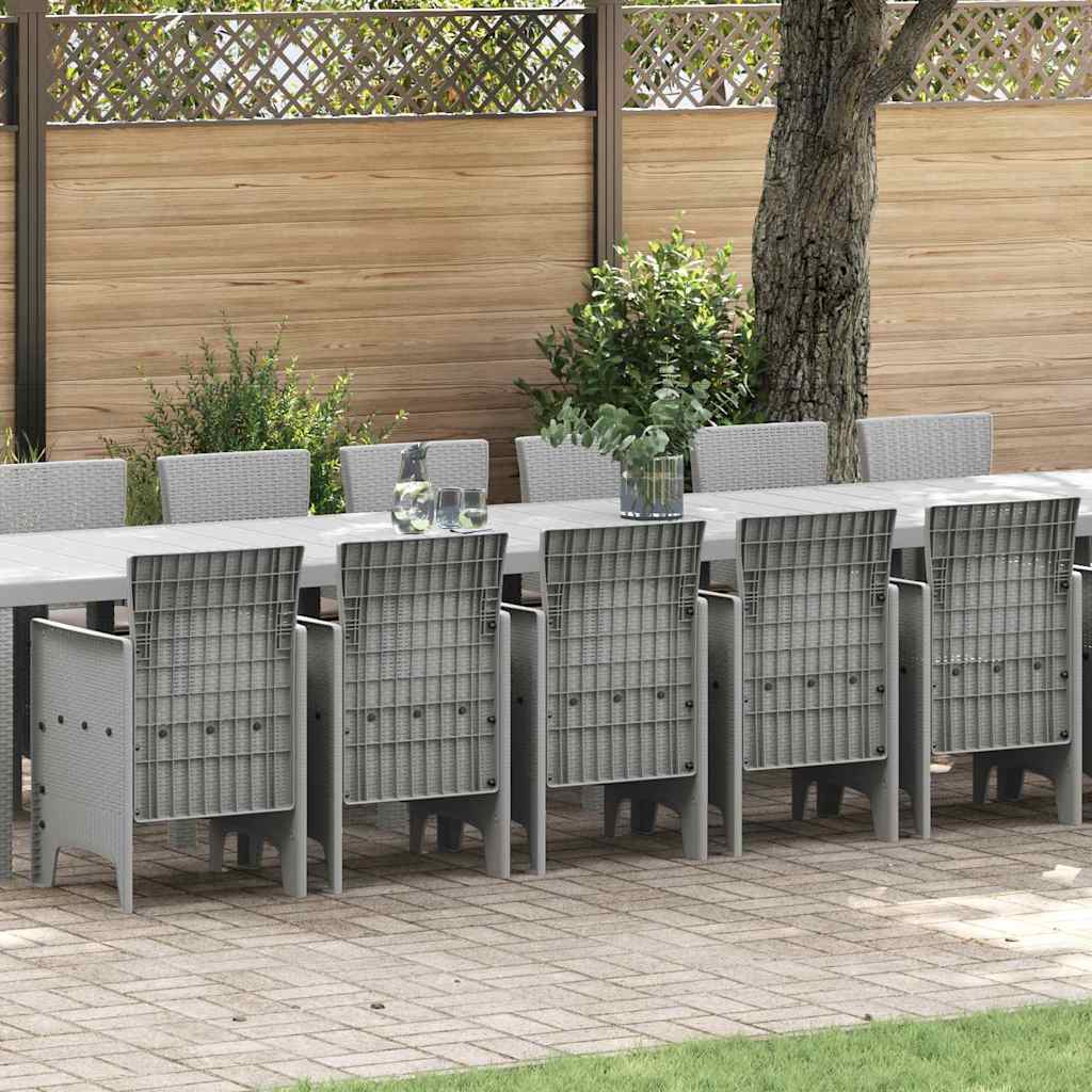 Garten-esszimmergarnitur Mit Kissen 17 Pcs Hellgrau Pp