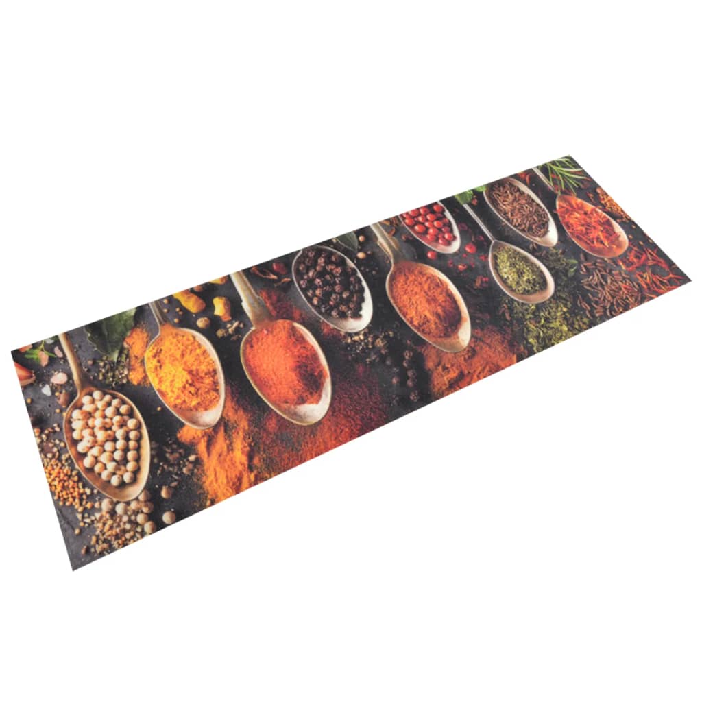 Küchenteppich Waschbar Löffel & Gewürze 60x180 Cm Samt