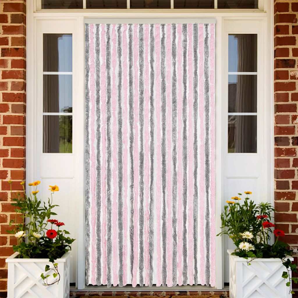 Fliegenvorhang Silbergrau Und Rosa 100x230 Cm Chenille