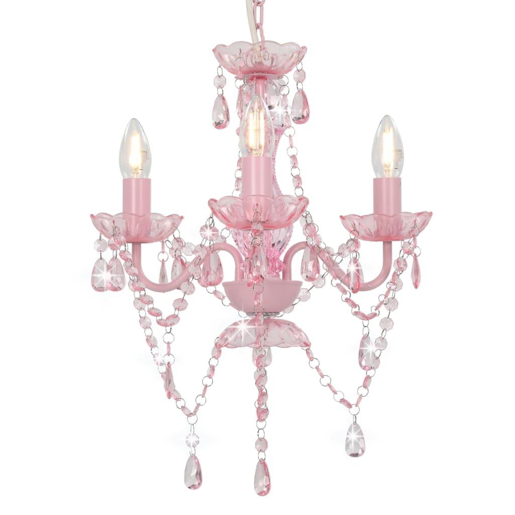 Kronleuchter Mit Perlen Rosa Rund 3×e14