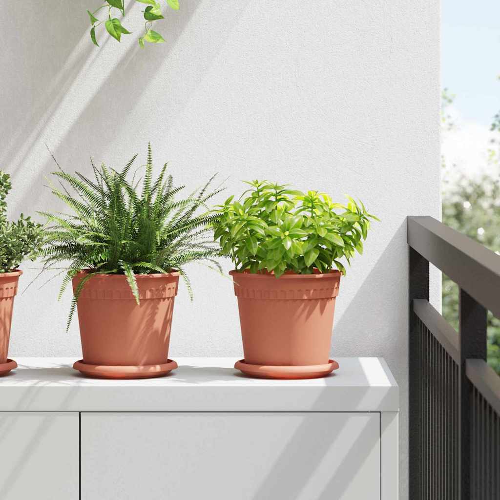 Runde Blumenplatte 6 Pcs Ziegelrot Ø 14 X 2 Cm Kunststoff