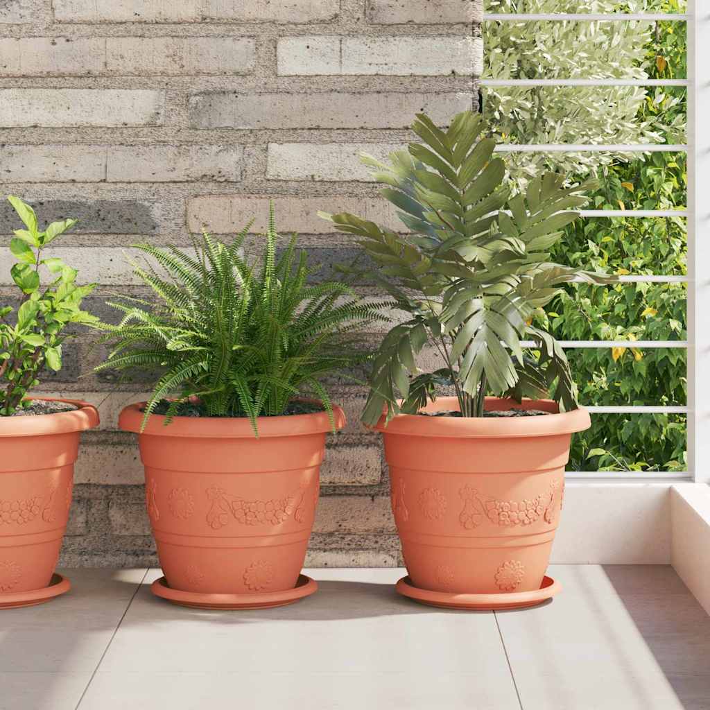 Runde Blumenplatte 6 Pcs Ziegelrot Ø 19 X 2 Cm Kunststoff