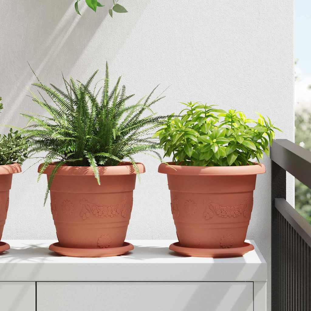 Runde Blumenplatte 6 Pcs Ziegelrot Ø 17,5 X 2 Cm Kunststoff