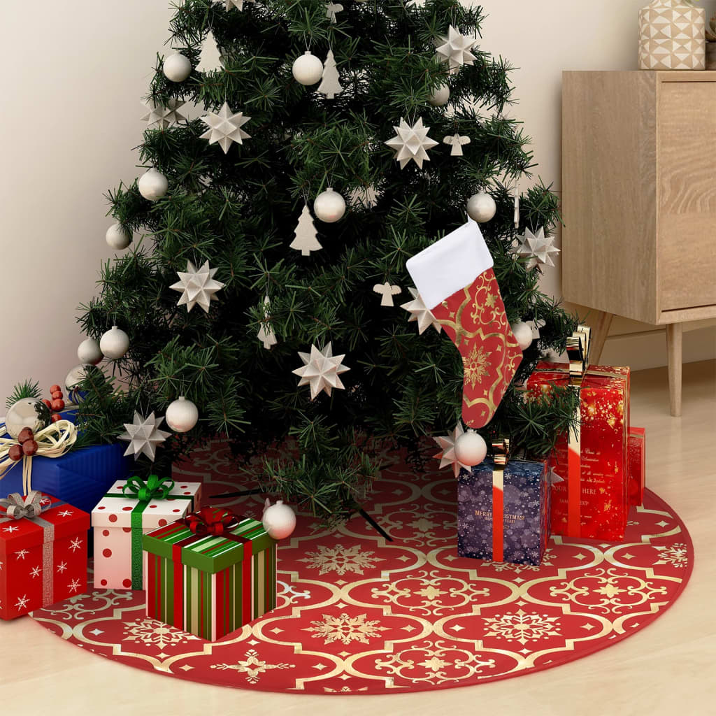 Luxus-weihnachtsbaumrock Mit Socke Rot 122 Cm Stoff
