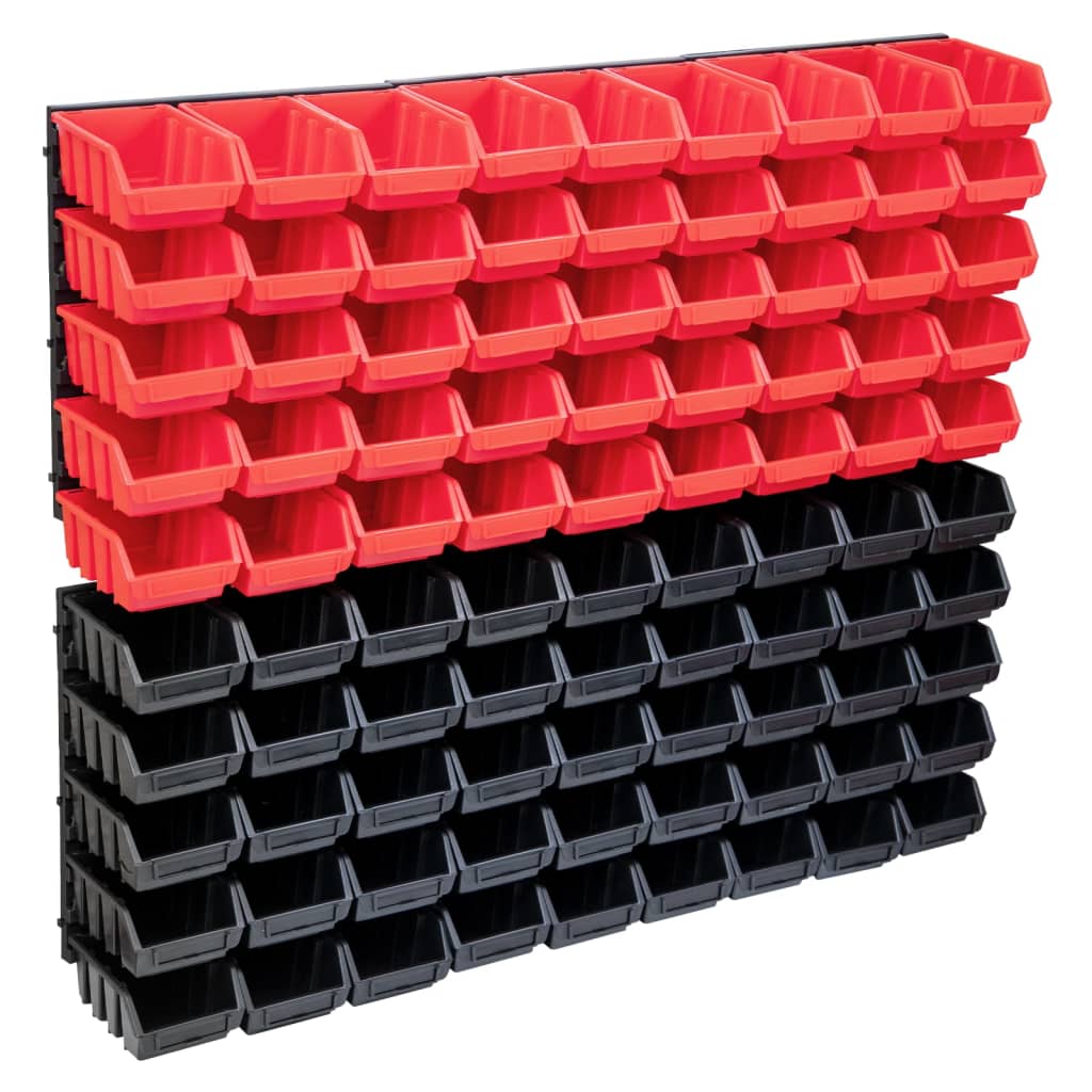 96-tlg. Behälter-set Für Kleinteile Mit Wandplatten Rot Schwarz