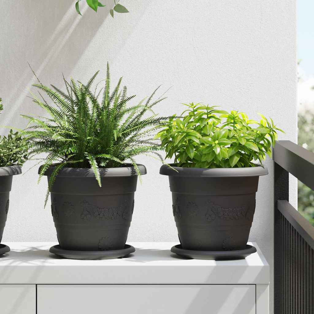 Runde Blumenplatte 24 Pcs Schwarz Ø 17,5 X 2 Cm Kunststoff