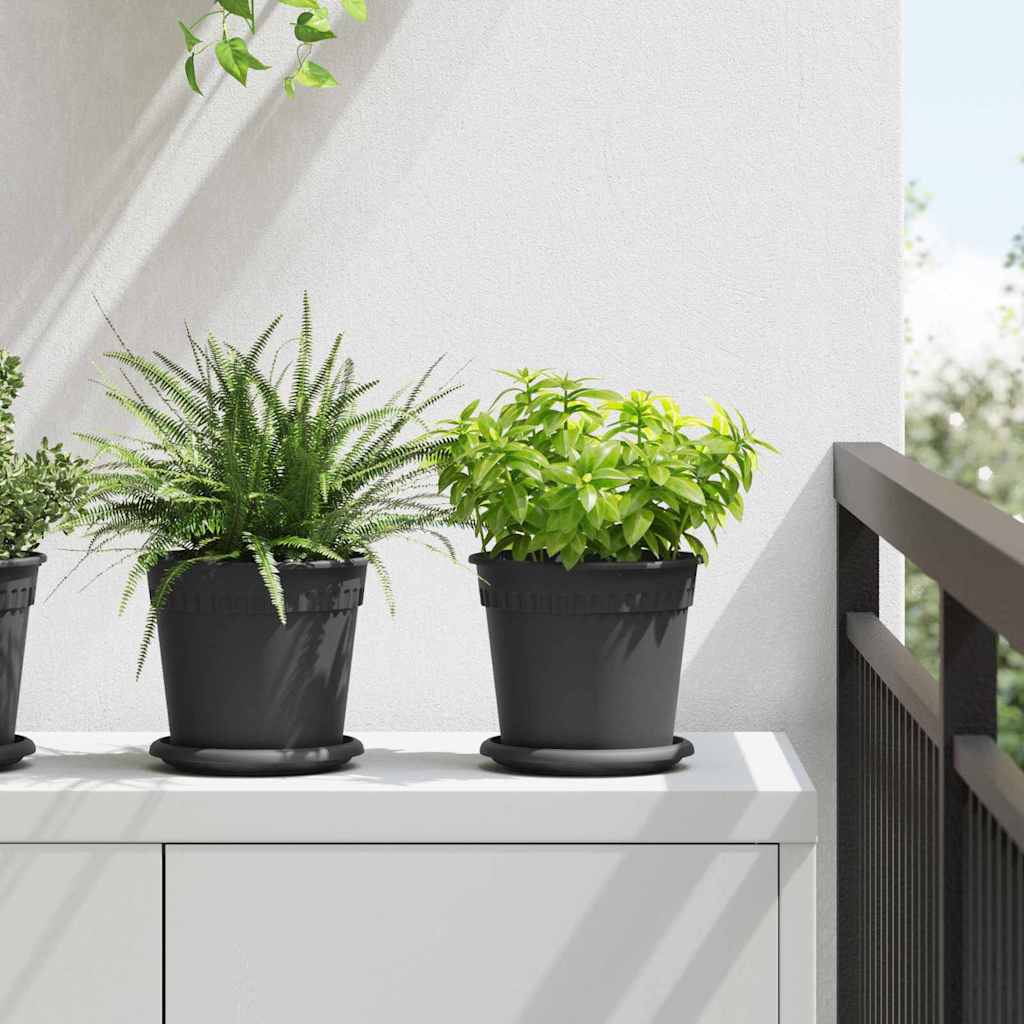 Runde Blumenplatte 24 Pcs Schwarz Ø 15,5 X 2 Cm Kunststoff