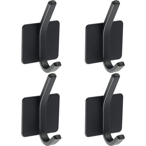 4-teiliges Wandgarderobenregal Mit Klebehaken Aus Edelstahl Sus 304, Schwarz, Mit Handtuchhalter Für Bad Oder Küche