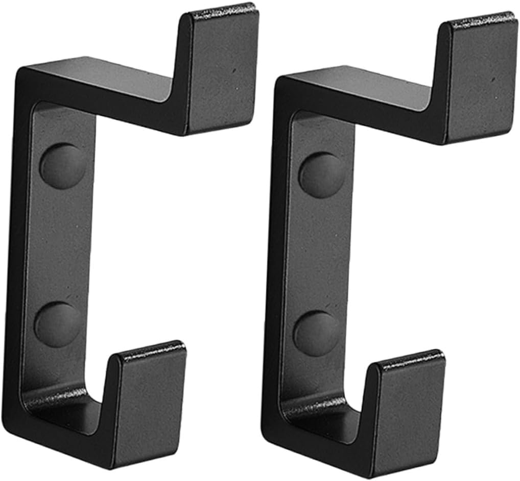 Set Mit 2 Doppelten Aluminiumhaken Für Türen, Robuste Wandmontage, Bohrfrei, Garderoben- Und Handtuchhalter, Mattschwarz, Einfache Installation Und Hohe Belastbarkeit