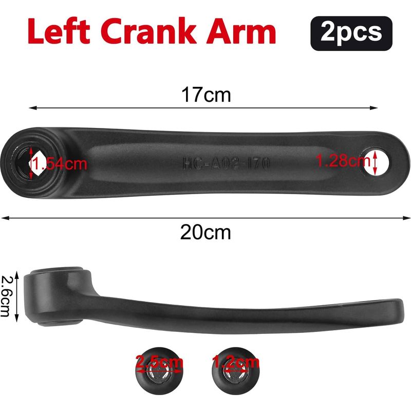 Satz Mit 2 170 Mm Kurbelarmen Aus Aluminiumlegierung Für Fahrräder, Ein Paar Links Und Rechts Für Bbs01 Bbs02 Bbs01b Bbs02b Bbs-hd Schwarze Ersatzteile Für Mtb-kurbel (links)