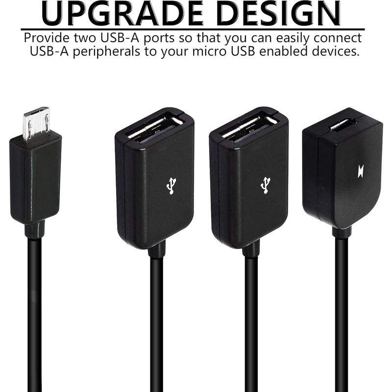 Micro-usb-auf-dual-usb-kabel, Micro-usb-stecker Auf 2 Usb-buchsen Otg-splitter Mit Micro-buchse Für Android-pcs, Tablets, Smartphones Und Mehr