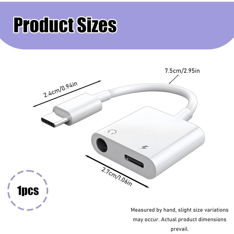 Usb-c-auf-3,5-mm-kopfhöreranschluss-adapter Mit 60-w-schnellladefunktion, Hi-res-kopfhöreradapter, Kompatibel Mit Iphone 16/17 Pro Max, Ipad Pro, Galaxy S24/s23/s22/s21 Ultra, Huawei Und Xiaomi