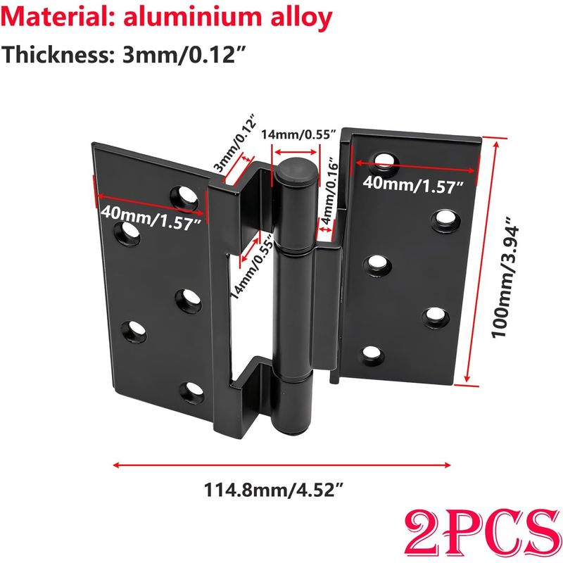 2 Stück Türscharniere, Schwingtürscharniere, 50 Mm Aluminiumprofile, Klappscharniere, Geeignet Für Fenster Und Schränke