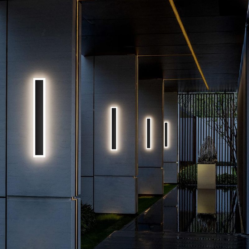 Wandleuchte Für Den Innen- Und Außenbereich, Schutzart Ip54, Schwarz, 60 Cm/20 W, Led-wandleuchte Aus Metall Und Acryl, Für Wohnzimmer, Schlafzimmer, Treppenhaus, Terrasse, Neutralweiß (4500 K).