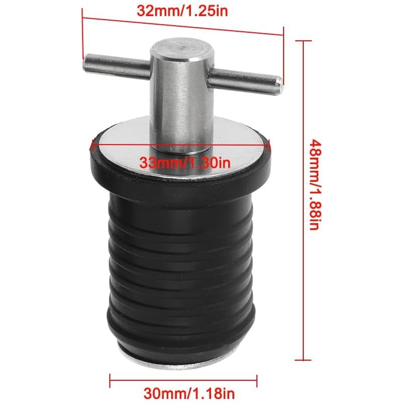 Bootsablaufstopfen Mit T-griff, Edelstahl-ablaufstopfen, Geflochtene Gummistopfen, Bootszubehör Für 32-mm-löcher
