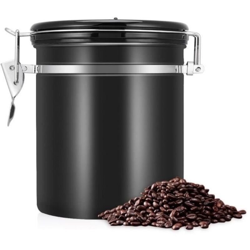 Luftdichter Aufbewahrungsbehälter Für Kaffeebohnen Aus Edelstahl 304 – Schwarz – Duo