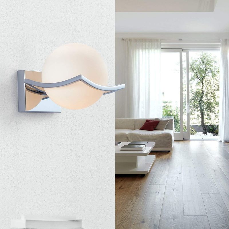 Wandleuchte Für Den Innenbereich, Moderne E27-wandleuchte Mit Glasschirm, 15 Cm Große Chromkugel-wandleuchte E27 Für Schlafzimmer, Wohnzimmer, Flur, Treppenhaus (leuchtmittel Nicht Enthalten)