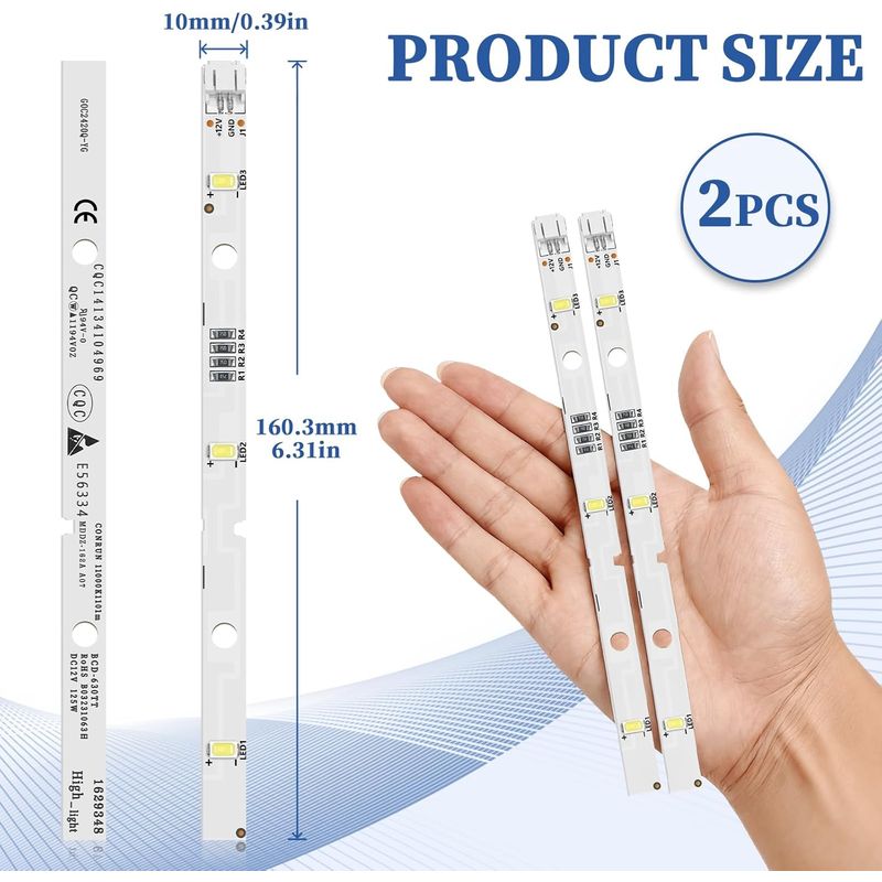 Rongsheng/hisense E349766 Mddz-162a 1629348 Dc12v 2w Led-lichtleiste Für Kühlschränke, Kühlschrank-ersatzteile, Kompatibel Mit Kiff5017, Kiff5020, Kiff7017, Kiff7020, 2er-pack
